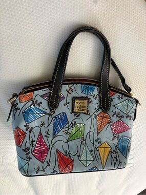 Dooney & Bourke Light Blue Kite-Print Satchel with Black Trim